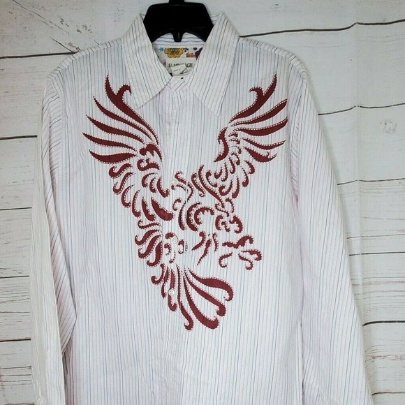 Rare R Vintage Large White Burgundy Hawk Shirt